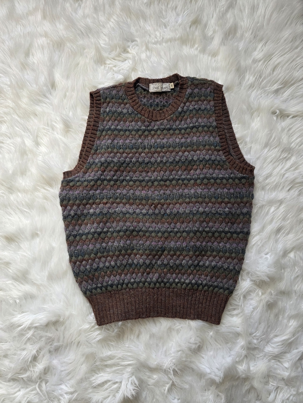 Paul Smith Brown Multicolor Patterned Crewneck Sweater Vest